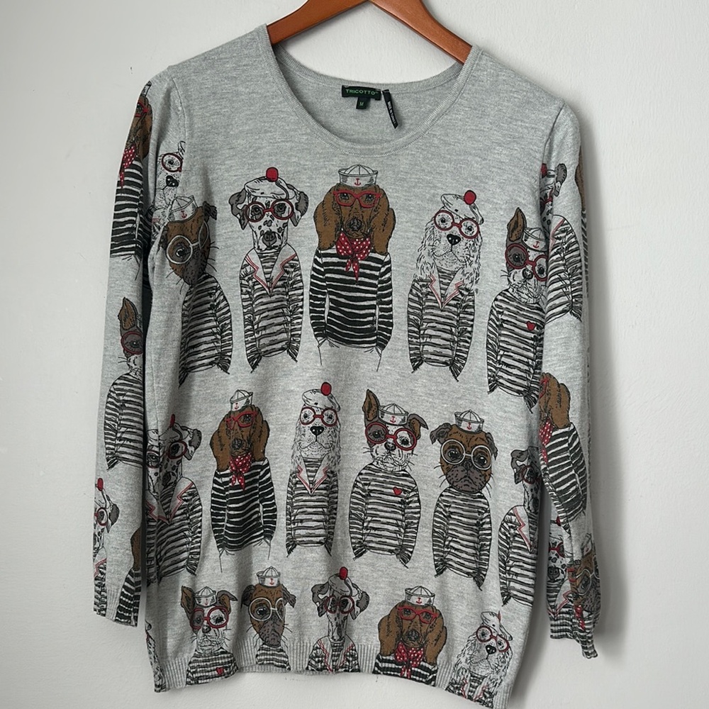 Quirky Animal Print Gray Sweater